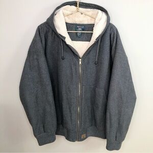 Smith’s Work wear gray flannel Sherpa lined hooded jacket 2XL